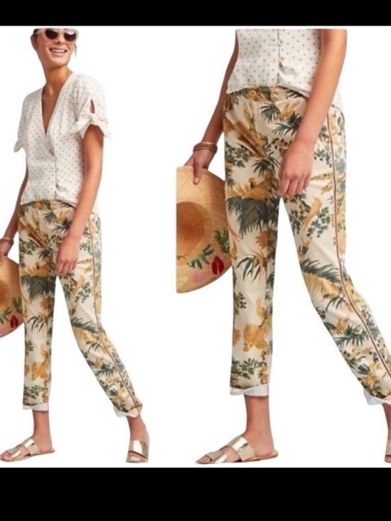 Anthropologie Pants - Anthropologie Relaxed Botanical Print Chino Pants 28 / 6